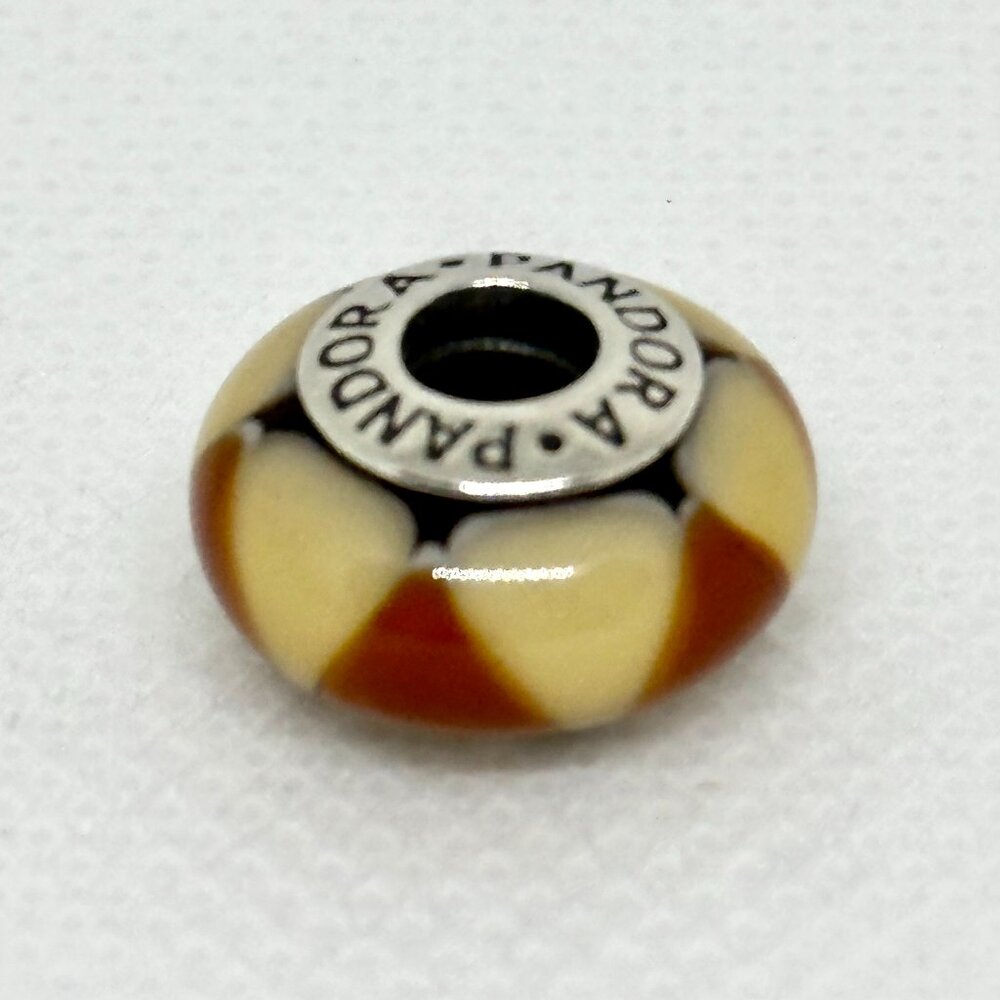 Genuine Pandora Brown Amber Captivating Triangles Murano Charm